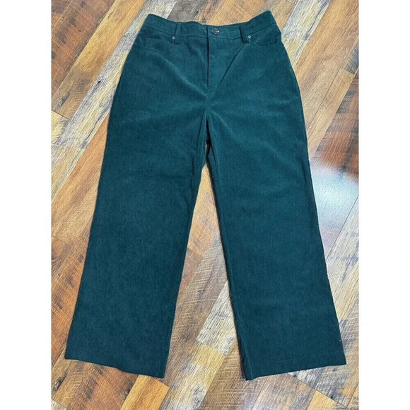 7 For All Mankind Standard Women's Size S Green 100% Polyester Wide Leg - Picture 1 of 7